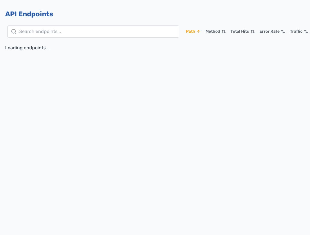 API discovery dashboard with discovered endpoints and API event analytics